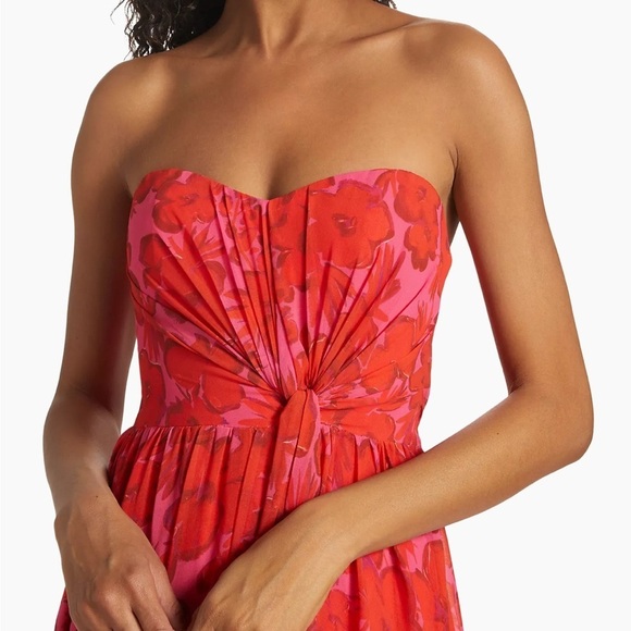 Badgley Mischka Elegant Strapless Floral Dress in Red and Pink size 12 - Picture 7 of 14